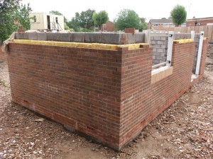 Walls Going Up at New Homes Development on Gospel Lane, Acocks Green, Birmingham, boarder of Solihull